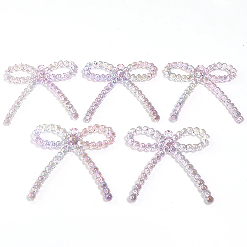 5pcs Bowknot Acrylic Charms – Color Plating DIY Jewelry Making Jewelry Charms PLUSH purple