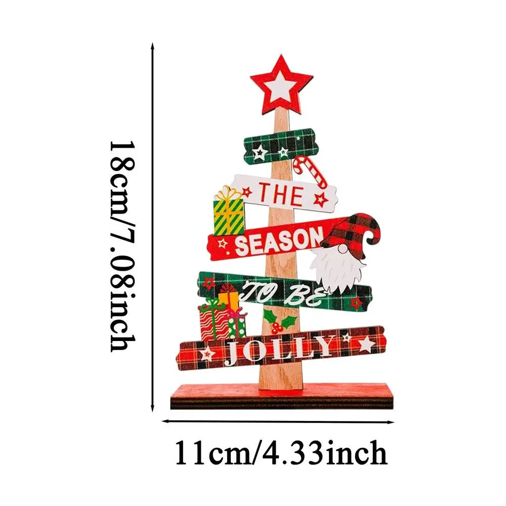 Wooden Mini Christmas Tree Desktop Ornament | Xmas Décor Christmas Tabletop Ornament PLUSH B
