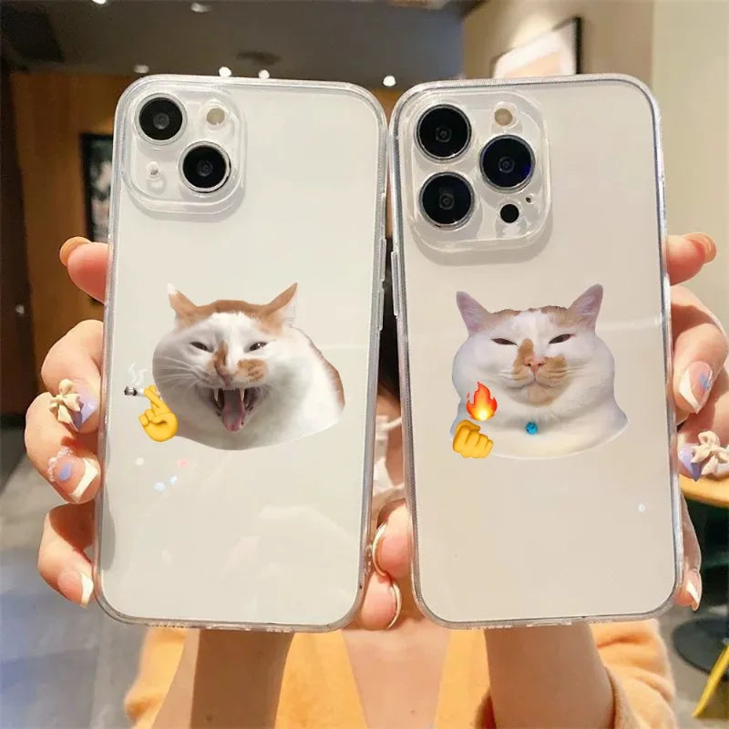 Cute Cartoon Cat Clear iPhone Case – Funny Kitten Cover Clear Phone Case PLUSH