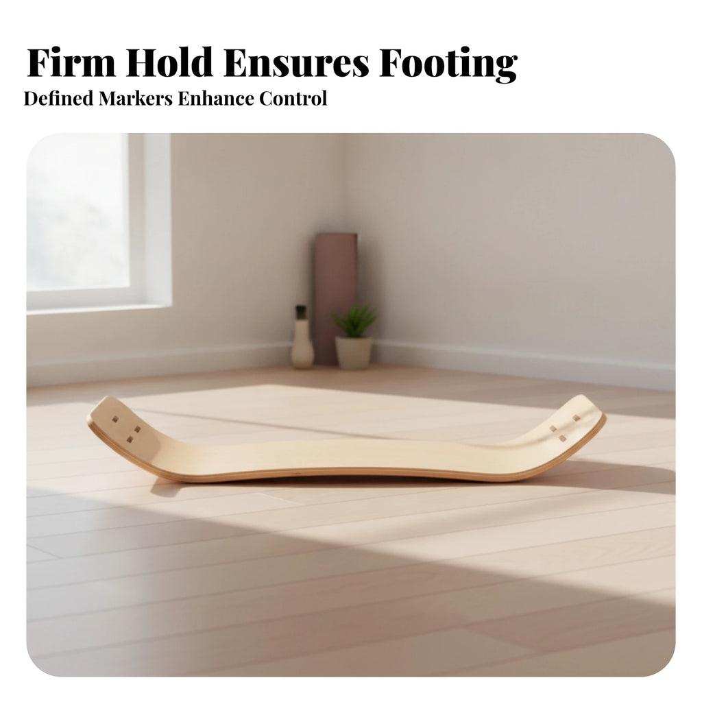 Wooden Curved Balance Board – Core Strength & Posture Training Balance Training Board PLUSH