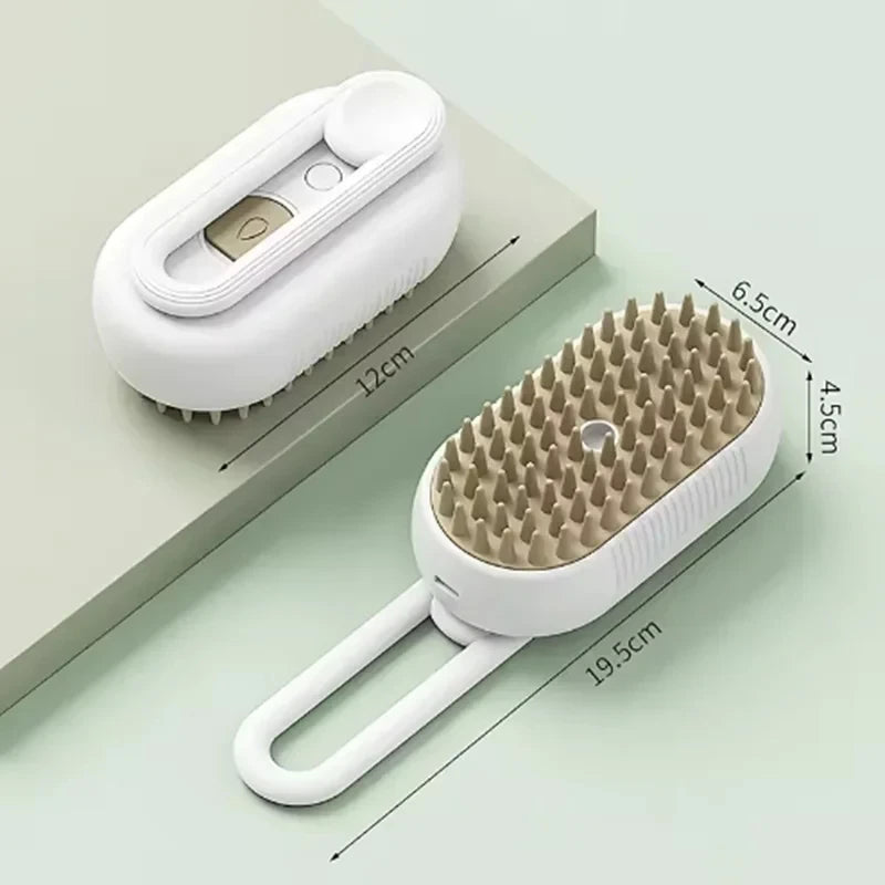 Pet Spray Massage Brush – Folding Deshedding Comb for Cats & Dogs Pet Grooming Brush PLUSH White