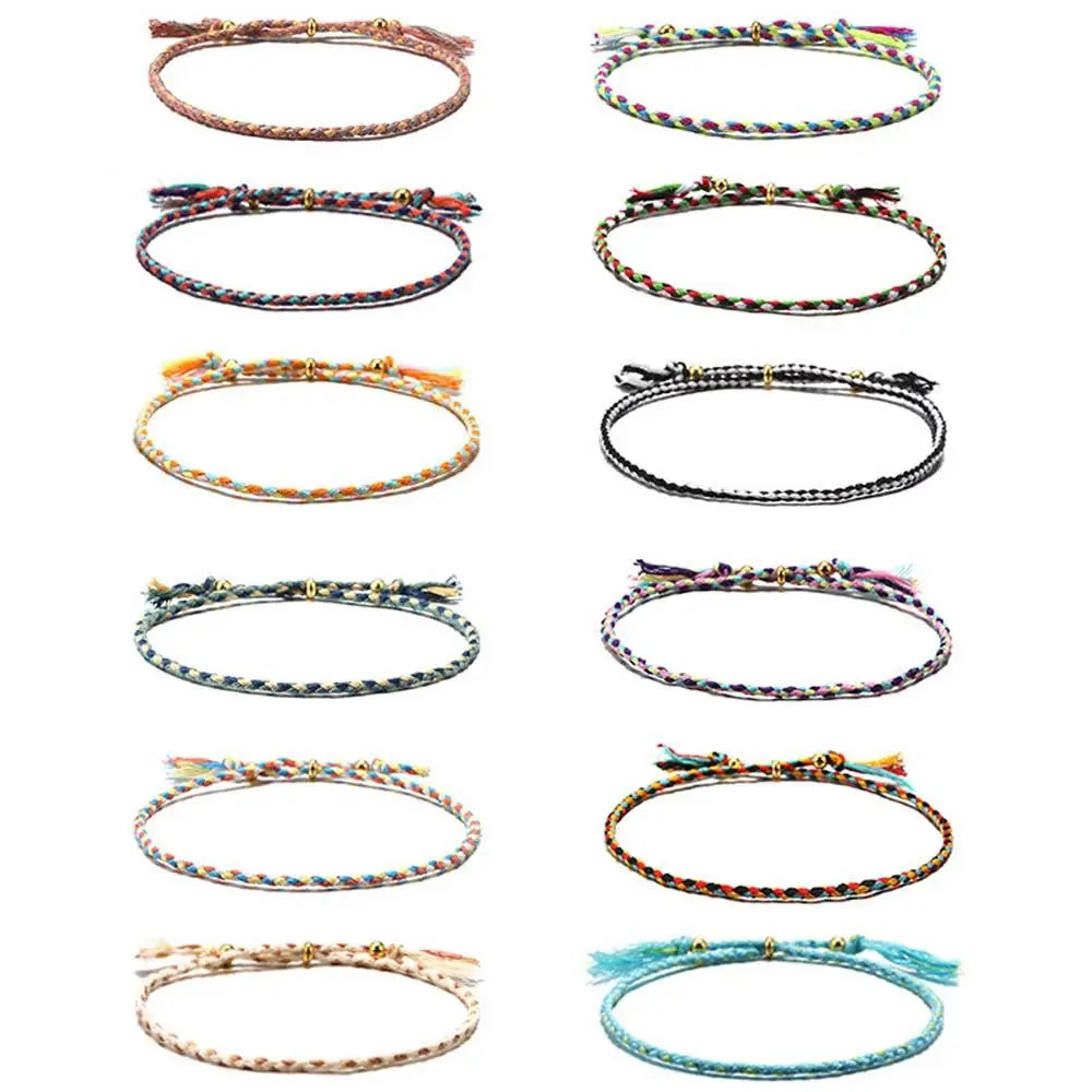 Adjustable Woven Bracelet – Colorful Bohemian Braid Charm Woven Charm Bracelet PLUSH