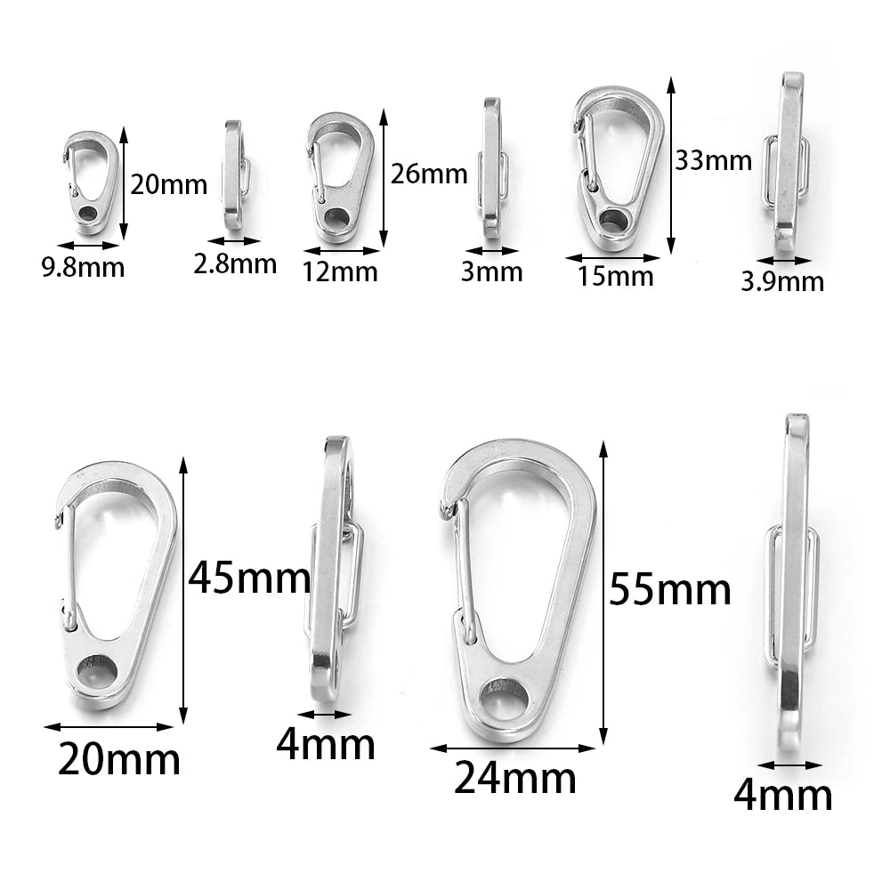 Mini Stainless Steel Carabiner Clip Spring Snap Hook 2-5pcs Carabiner Snap Hook PLUSH