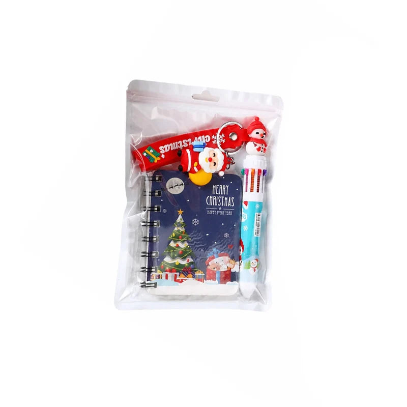 Christmas Stationery Set – Kids Notebook, Pen & Keychain Gift Holiday Stationery Set PLUSH