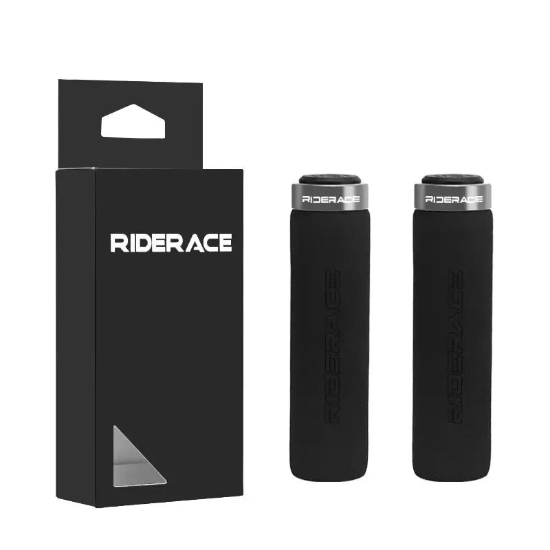 RIDERACE MTB Bicycle Handlebar Grips – Anti-Slip Sponge Bicycle Handlebar Grips PLUSH Grey
