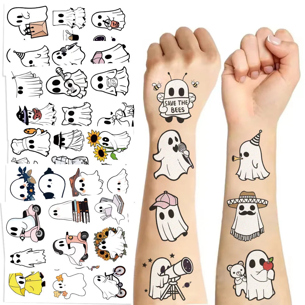 10pcs Halloween Ghost Temporary Tattoo Stickers for Kids Temporary Tattoo Stickers PLUSH