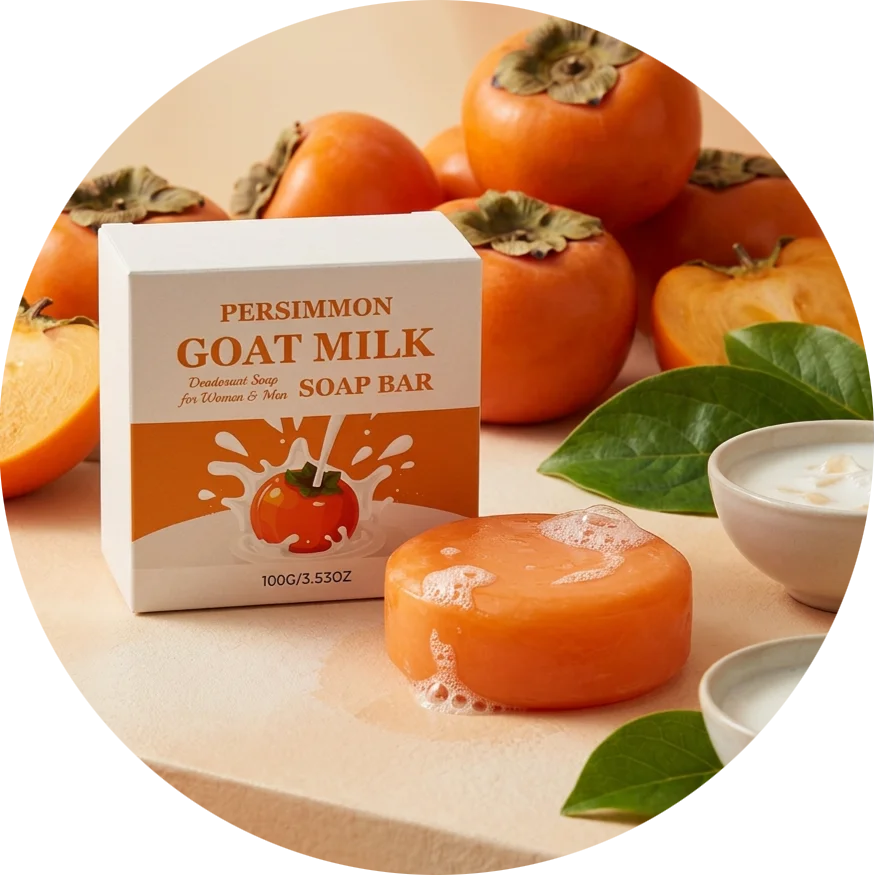 Persimmon Goat Milk Soap Bar – Oil Control & Deodorant Natural Soap Bar PLUSH Persimmon Soap 100g