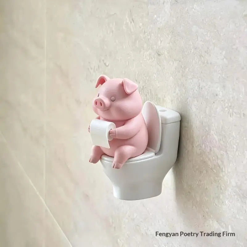 Cute Pig on Toilet Figurine – 3D Printed PLA Desk Ornament Decorative Figurine PLUSH