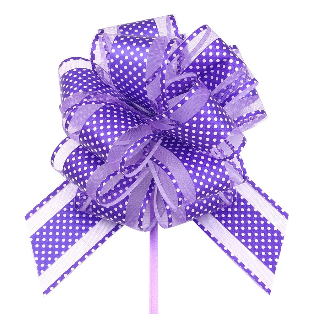 2pcs Polka Dot Pull Bow Ribbons 15cm – Gift Wrap Decoration Gift Wrap Bow PLUSH Dark Purple