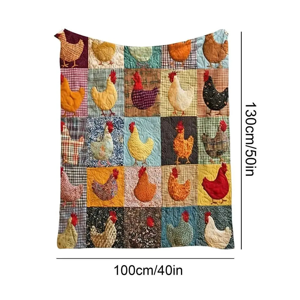 Chicken Print Flannel Throw Blanket – Soft Animal Pattern Quilt Flannel Throw Blanket PLUSH 40x50inch