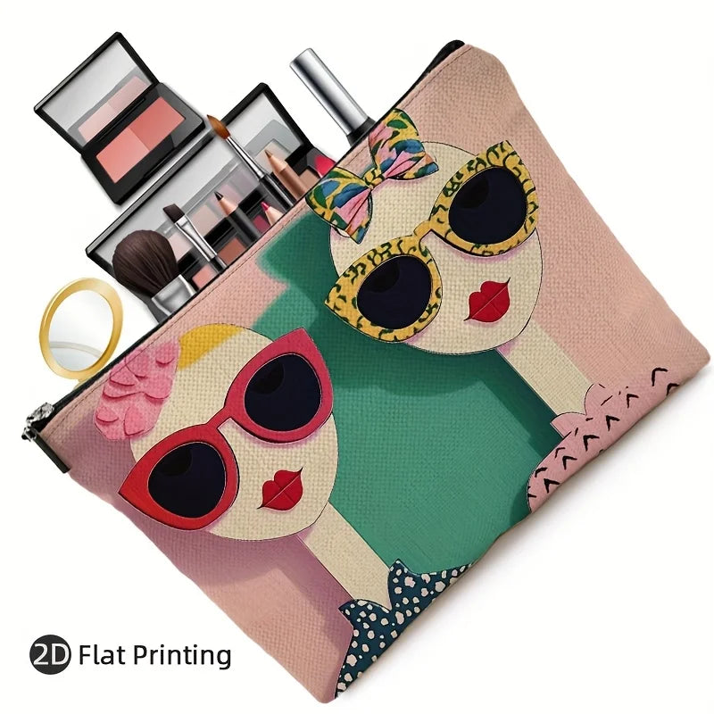 Ladies' Printed Cosmetic Bag – Travel Zipper Pouch & Organizer Cosmetic Travel Bag PLUSH
