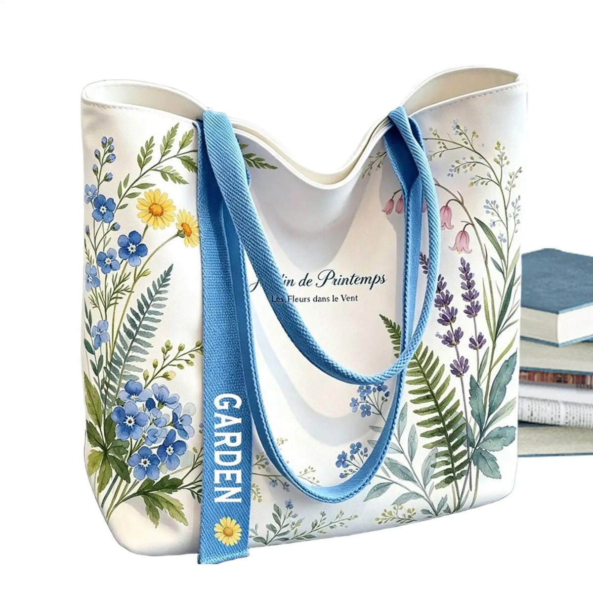 Floral Canvas Tote Bag – Large Open Top Shoulder Bag Canvas Tote Bag PLUSH