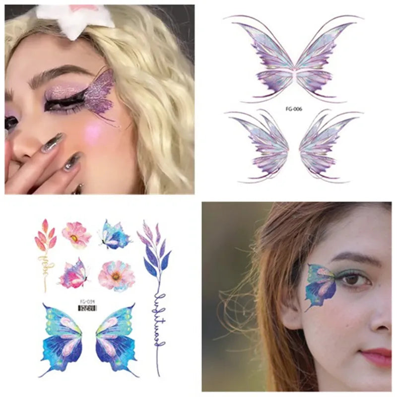 Purple Fairy Butterfly Glitter Temporary Tattoo Stickers Temporary Tattoo Sticker PLUSH