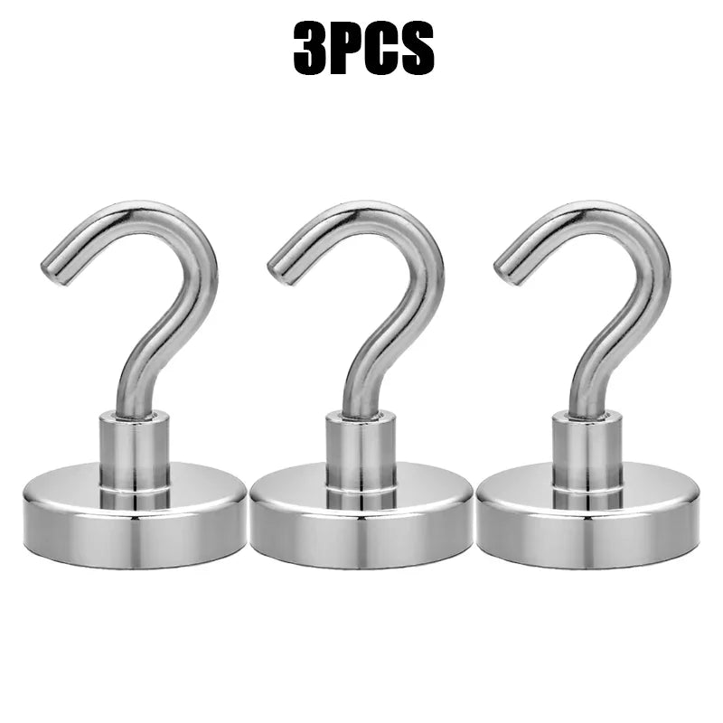 Strong Magnetic Hooks | Stainless Steel Multi-Purpose Hangers Magnetic Storage Hooks PLUSH 3PCS E16-8kg