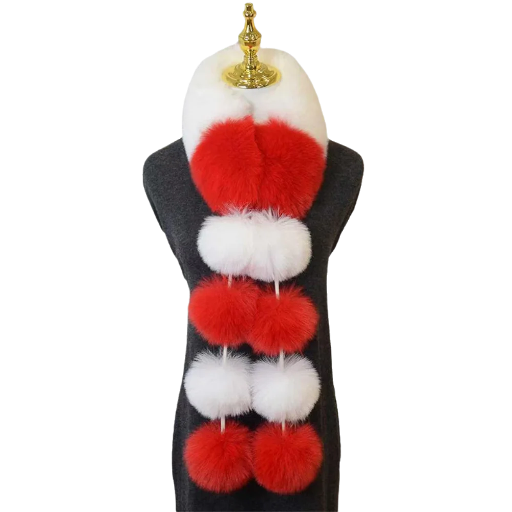Women's Faux Plush Christmas Scarf with Pom-Pom | Warm & Cozy Faux Plush Scarf PLUSH Style-2