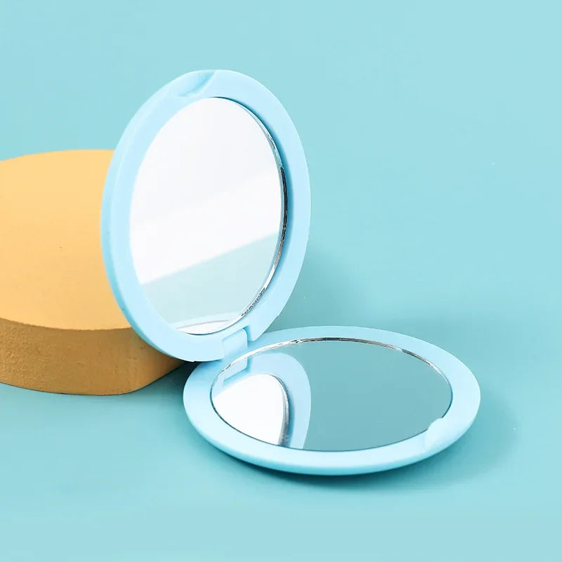 Mini Folding Pocket Makeup Mirror – Portable Vanity Mirror Pocket Makeup Mirror PLUSH Sky Blue