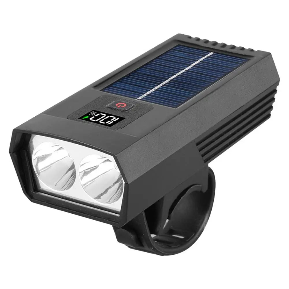 Solar LED Bicycle Headlight – Digital Display & Waterproof Solar Bike Light PLUSH A