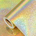 Gradient Laser Wrapping Paper Roll 43×300cm – Holographic Gift Wrapping Paper PLUSH Gold Meteor