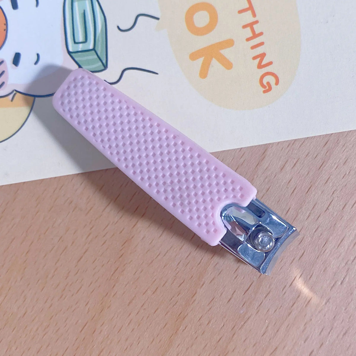 Silicone Sleeve Nail Clipper Anti-Drop Stainless Steel Green Nail Clipper PLUSH Pink flat