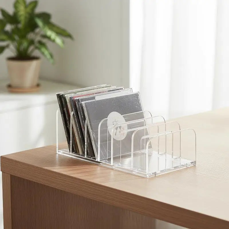 Clear Acrylic CD Rack Holder – Holds Up to 14 CD Cases CD Storage Rack PLUSH