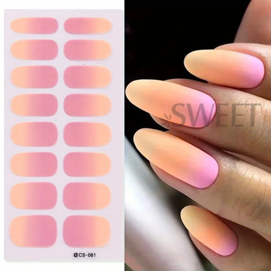 6pcs Gradient Nail Polish Strips – Pink Purple Nude Ombre Nail Art Strips PLUSH