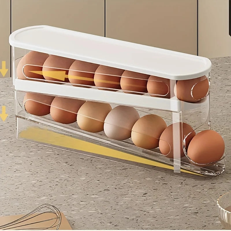 2-Layer Auto Slide Egg Storage Box – Holds 12–14 Eggs Egg Storage Box PLUSH 1pc