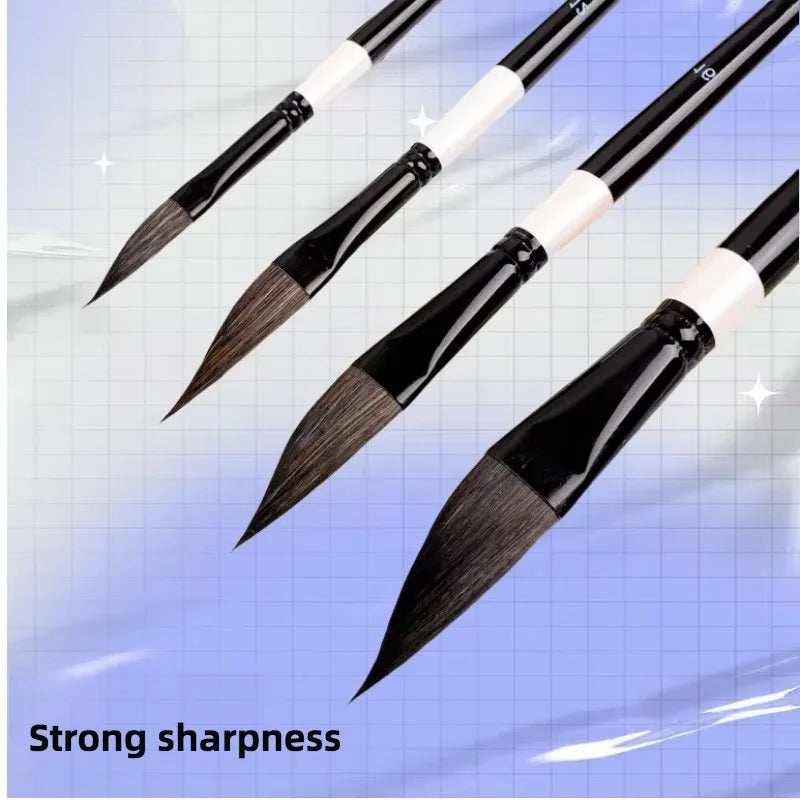 4-Piece Pointed Sable Hair Watercolor Paint Brush Set Artist Paint Brushes PLUSH