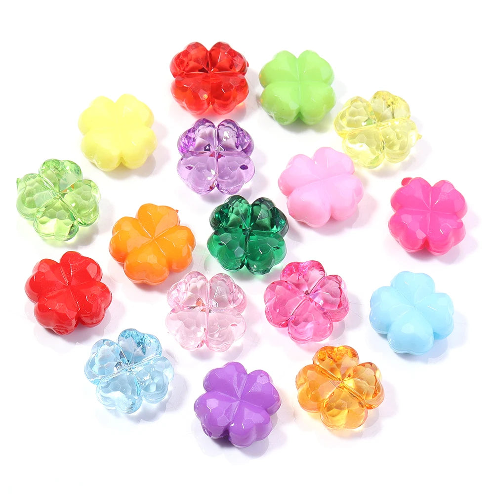 50-100pcs Four Leaf Flower Acrylic Spacer Beads | DIY Jewelry Acrylic Spacer Beads PLUSH
