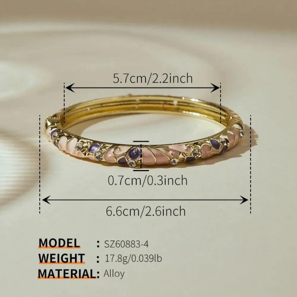 Vintage Cloisonne Enamel Floral Bangle – Chinese Ethnic Bracelet Enamel Bangle PLUSH Style 4