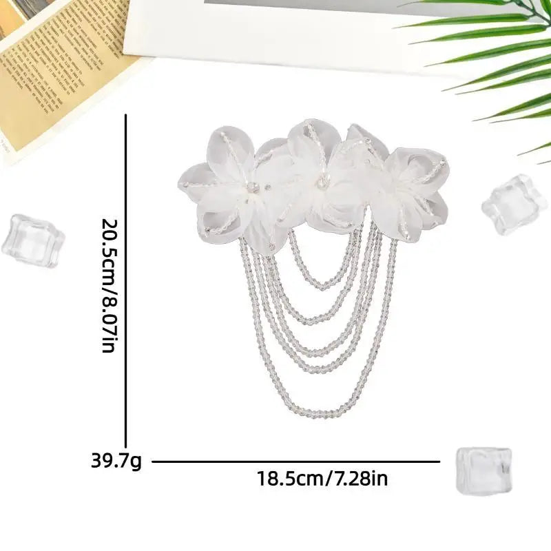 Crystal Chiffon Flower Beaded Tassel Corsage | DIY Patch Beaded Flower Corsage PLUSH A11