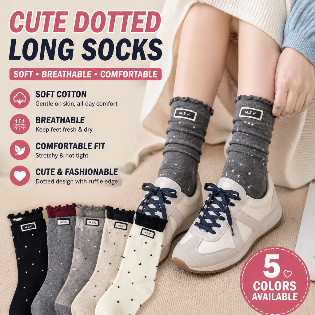Women's Dotted Casual Long Socks – Soft Breathable Knit Women's Casual Socks PLUSH