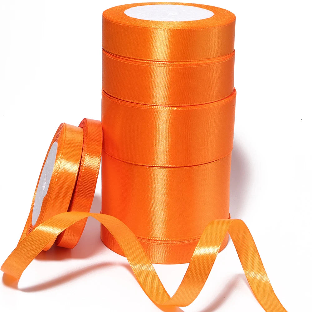 Orange Satin Ribbon 25 Yards – DIY Gifts & Wedding Décor Satin Craft Ribbon PLUSH