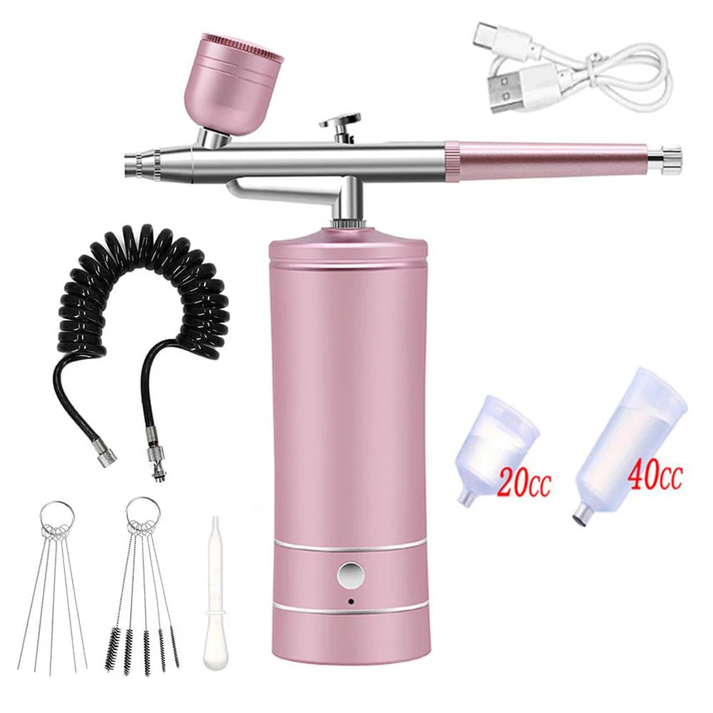 Wireless Portable Airbrush Kit with Compressor – 0.3mm Spray Portable Airbrush Kit PLUSH Pink