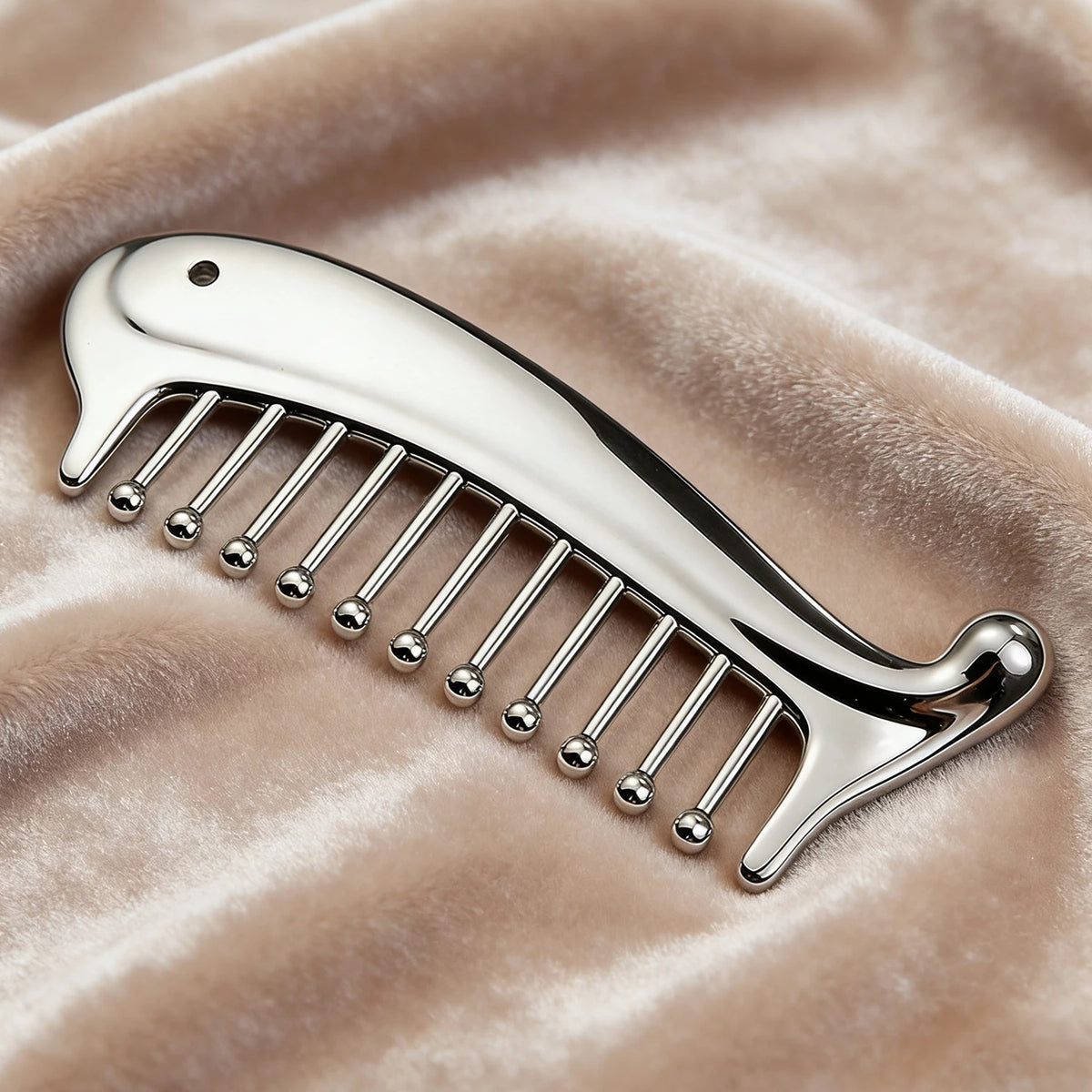 Stainless Steel Scalp Massager Comb & Gua Sha Tool Manual Massage Tool PLUSH Silvery