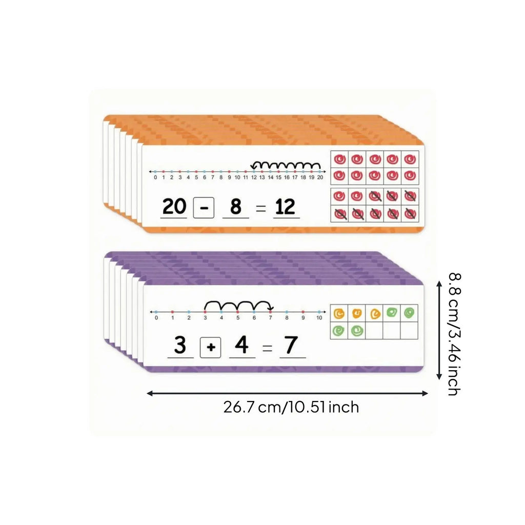 Math Number Line Cards 16pc – Addition & Subtraction for Kids Educational Math Cards PLUSH