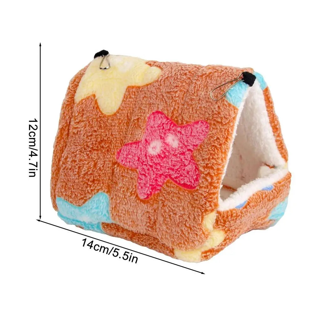 Warm Hanging Bird Nest Bed for Hamster, Parrot & Small Pets Pet Nest Bed PLUSH Khaki S