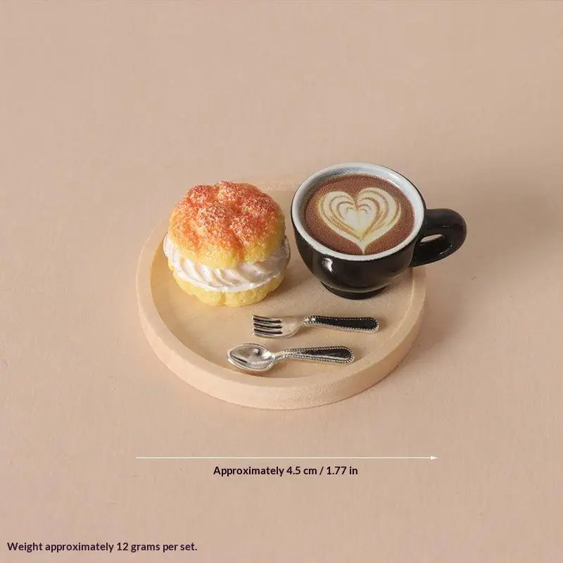 Miniature Coffee & Pastry Set – 1:12 Dollhouse Diorama Decor Dollhouse Accessory Set PLUSH A6