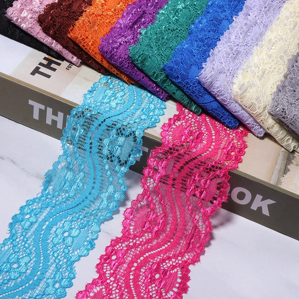 6cm Elastic Floral Lace Trim 2 Yards – DIY Sewing Craft Elastic Lace Trim PLUSH