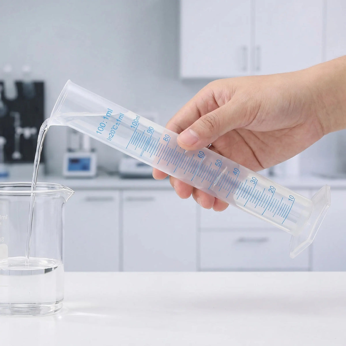Plastic Graduated Measuring Cylinders – 4 or 5 Piece Lab Set Lab Measuring Set PLUSH