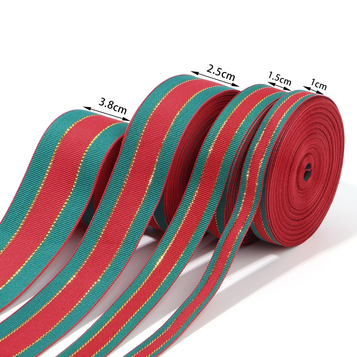 Red Green Stripe Christmas Ribbon 5-10 Yards | DIY Gift Wrap Craft Ribbon PLUSH