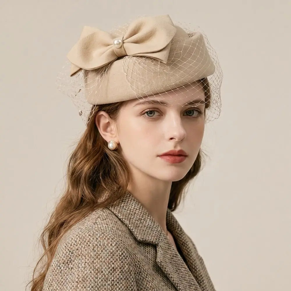 Women's Elegant Pearl Bow Fedora Top Hat | Party & Fashion Women's Fashion Hat PLUSH