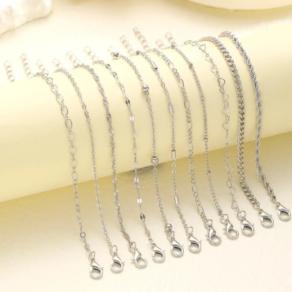 11-Piece Boho Bracelet Set – Twist Cuban Chain Multilayer Bangles Boho Bracelet Set PLUSH Silver