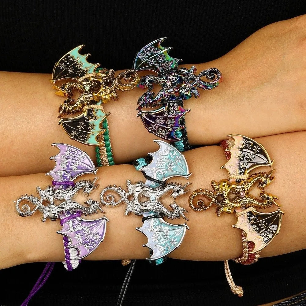 Dragon Braided Rope Bracelet – Adjustable Punk Woven Wristband Fashion Bracelet PLUSH