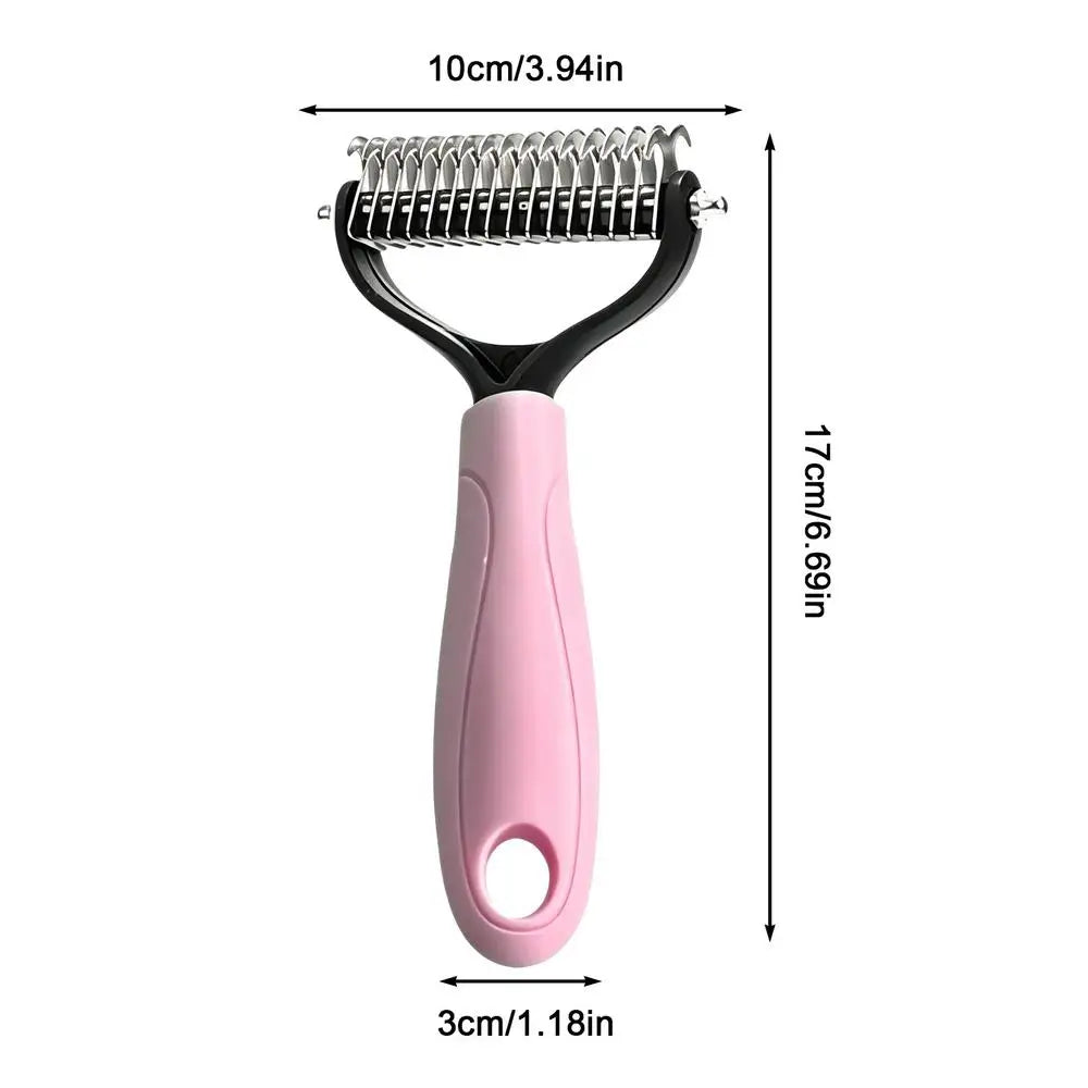 Pet Deshedding Brush – Dog & Cat Undercoat Rake Grooming Pet Grooming Brush PLUSH Pinks
