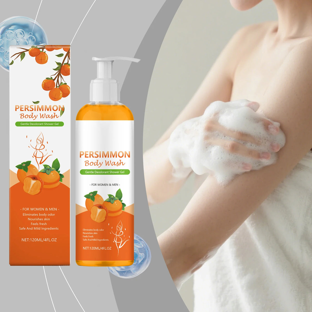 Persimmon Exfoliating Body Wash – Hydrating Shower Gel Exfoliating Body Wash PLUSH