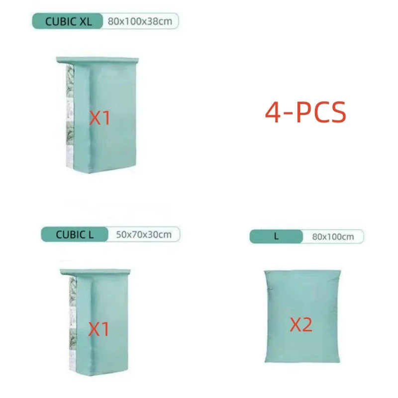 TAILI No-Pump Vacuum Storage Bags 3-5PC | Clothes & Blankets Vacuum Storage Bags PLUSH MIX 4 PCS 1