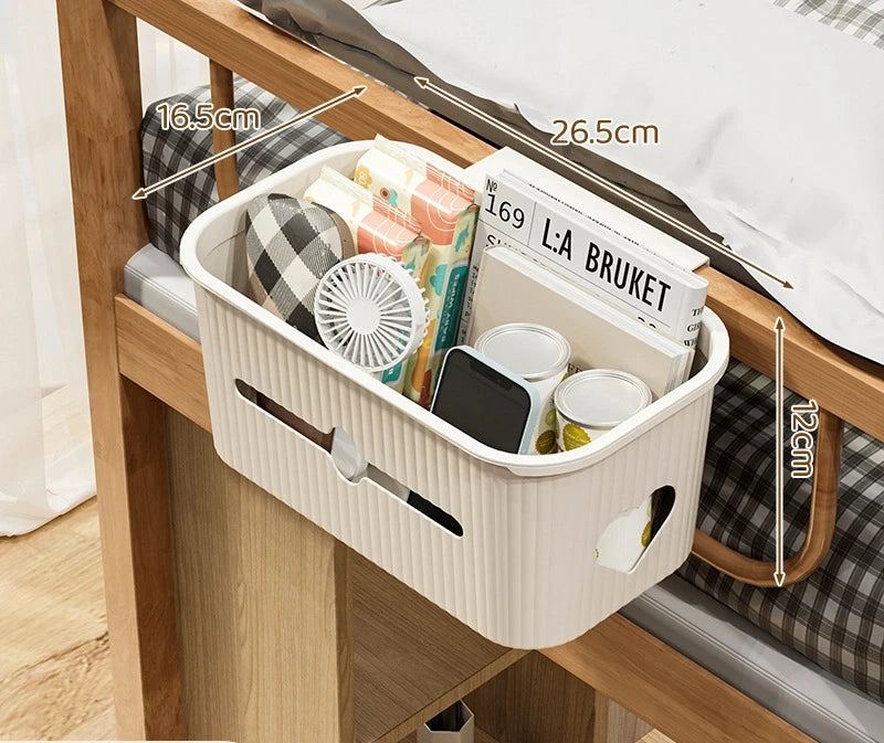 Bedside Hanging Storage Basket – Crib, Bunk Bed & Dorm Hanging Storage Basket PLUSH Beige Uncovered