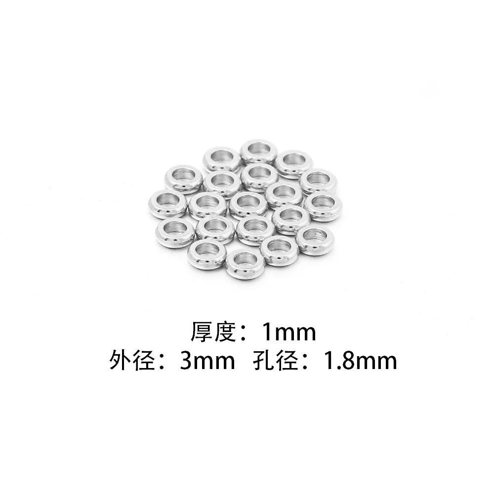 Stainless Steel Flat Disc Spacer Beads Gold Silver – 20-50pcs Jewelry Spacer Beads PLUSH Steel 3X1mm 50pcs