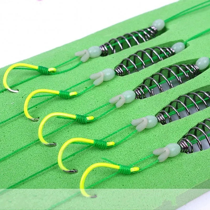 5-Pack Fluorescent Green High Carbon Steel Fishing Hooks #8-#9 Fishing Hooks PLUSH