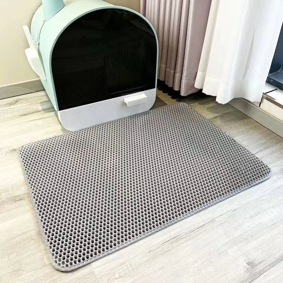 Extra Large Cat Litter Mat – 2-Layer Waterproof Non-Slip Cat Litter Mat PLUSH Grey 30x45cm